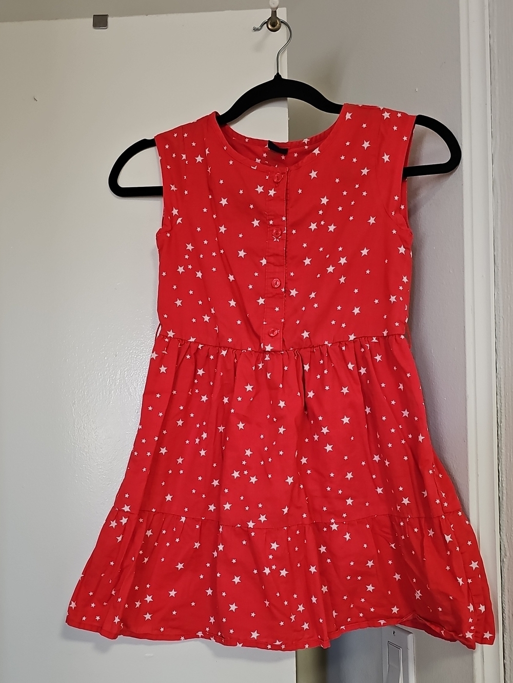 Gap Kids Girls Cap-Sleeved Dress Red w/ White Stars Size M (8) Regular